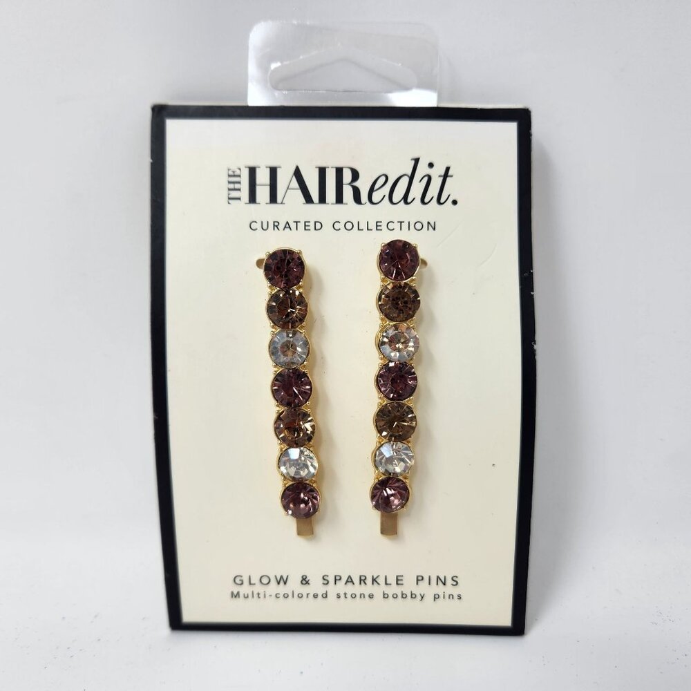 The HAIRedit Glow & Sparkle Multi-Colored Stone Bobby Pins Hair Clips